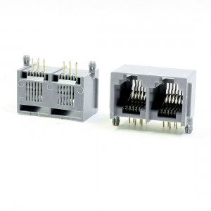 5 Pcs RJ12 6P6C 2 Way Computer Internet Network PCB Jack Socket Gray