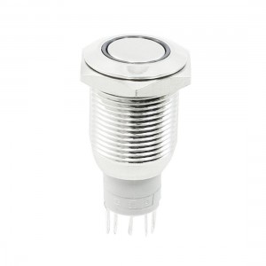 12V Blue Light LED Lamp 16mm Thread Mount 5 Pin Stainless Steel Button Switch