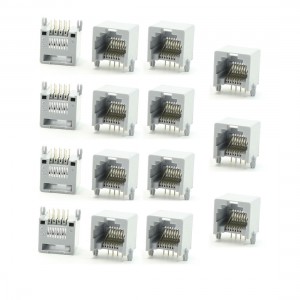 15Pcs 13mm Long Gray Plastic Casing RJ45 8P8C Modular Network PCB Jack Socket