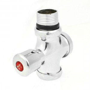 Silver Tone 32mm Male Thread Press Button Type Toilet Flush Valve