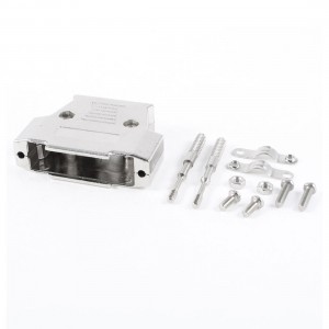 Silver Tone Metal DB25 Male Female Connector Hood Shell Cover w Screws