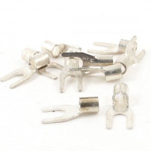 10Pcs SNB5.5-5 Non Insulated Fork Terminal for AWG 12-10 Wire #10 Stud