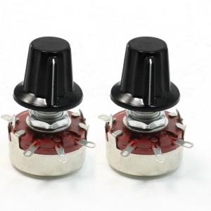 2Pcs WTH(118) 47K Ohm 10% 2W Rotary Carbon Film Potentiometer w Knobs