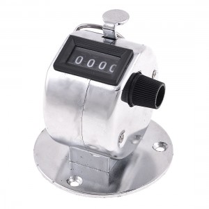 Round Base Reset Knob Metal Finger Ring 4 Digits Hand Tally Counter