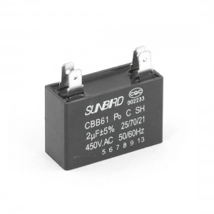 CBB61 AC 450V 2uF 50/60Hz 4 Pins Air Conditioner Motor Capacitor