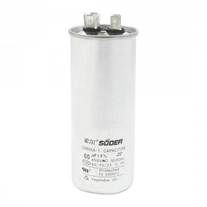 60uF 450V 50/60Hz Cylinder Shaped Refrigerator Motor Running Capacitor