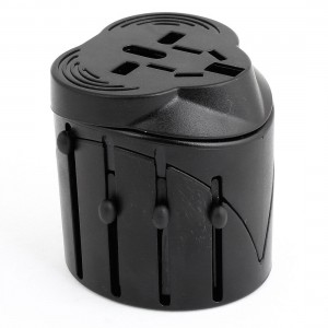 EU UK US AU Plug 100-240VAC All-in-one Adapter Travel Universal Socket Black