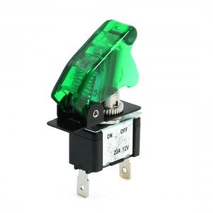 DC 12V 20A On/Off 3 Pin Terminals Green LED Illuminated Car Toggle Switch