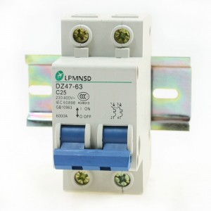 230/400V 25A DZ47-63 Dual Phase 6000A Overload Circuit Breaker w Lead Rail