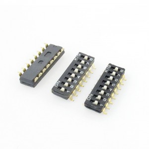 2.54mm Pitch 8 Positions 16 Pin Terminals SMD Type DIP Switch 3 Pcs