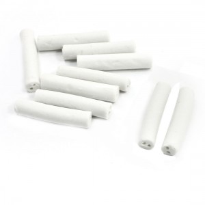 10 Pcs Double Wire Hole 25mm x 5mm x 1mm Ceramic Insulation Pipe Tube White