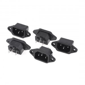 5 Pcs 3-Terminal Panel Mount C14 Male Power Plug Adapter 250V 10A