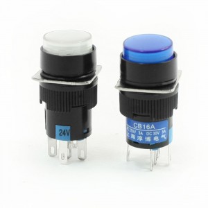 2Pcs NO NC White Blue Lamp Momentary Round Push Button Switch DC 24V