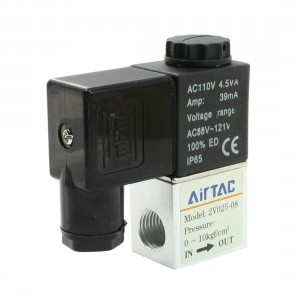2V025 08 Model AC 110V 39mA 2 Position 2 Ways Pneumatic Solenoid Valve
