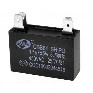 CBB61 AC 450V 1.5uF 4 Pin Air Conditioner Motor Capacitor Black