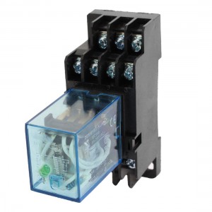 MY4J 24V DC Coil 4PDT 14 Pins Electromagnetic Power Relay w Base