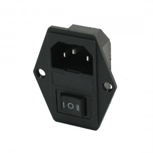 IEC320 C14 Module Plug Fuse Switch Male Power Socket w 6-pin Switch