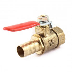 1/4" PT Female Thread to 10mm Dia Barb Connector Brass Ball Control Valve