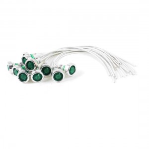 10 Pcs White Cable Green Indicator Pilot Signal Light Lamp DC 24V