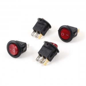 6A 250VAC 10A 125VAC 3P SPDT ON/OFF 2 Position Round Rocker Switch Red 4 Pcs