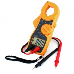 Orange Gray AC DC Ohm Testing Display Digital Multimeter w Test Probes