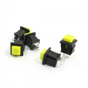 5 x Yellow Cap Square Momentary 2-Pin Push Button Switch SPST