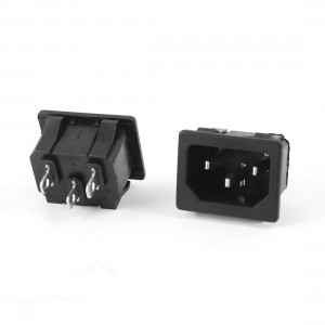 2 Pcs Panel Mounted IEC320 C14 Inlet 3 Pin Socket Adapter Plug AC 250V 15A