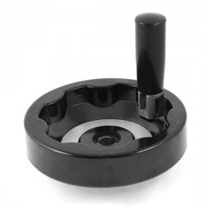 4.9" x 4.9" Inside Ripple Hand Wheel Black w Folding Revolving Handle