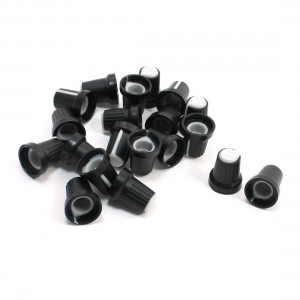 20pcs 6mm Shaft Dia White Mark Ribbed Grip Potentiometer Knobs Caps