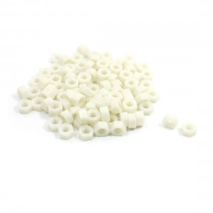 100 Pcs M8 x 7mm Wihte Nylon Hex Hexagonal Threaded Spacer Support