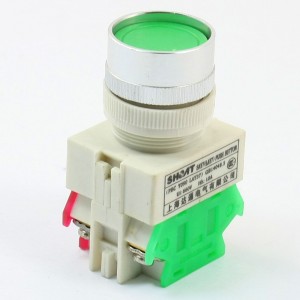 Latching Actuator DPST Green Round Push Button Switch 660V 10A