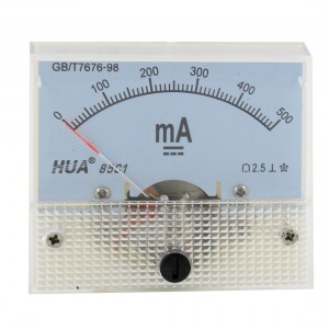 85C1 Rectangle Shaped 0-500mA Analog Panel Ammeter Gauge