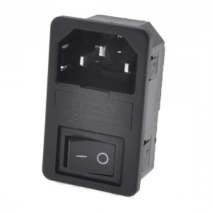 Black Plastic 250V 10A C14 Power Supply Plug Adapter w Switch