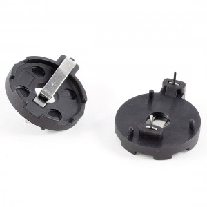 2 Pcs Coin Cell Button Battery Socket Holder DIP 2 Pins Black for CR2032