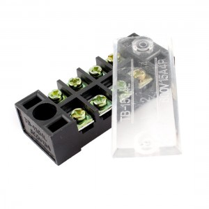 600V 15A 4 Position Screw Terminal Strip Covered Barrier Block Stripe