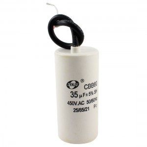 Polypropylene Film AC Motor Running Capacitor 35uF 450V CBB60 White Housing