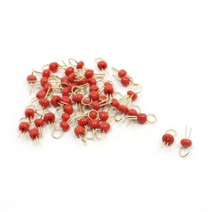 50 Pcs Red Bead Gold Tone Test Pin Circular Terminal for PCB Board