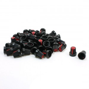 50 Pcs 6mm 15/64" Shaft Diameter Nonslip Potentiometer Knobs Red Black