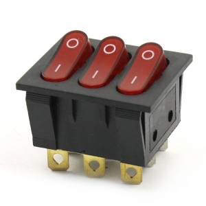 Solder 9 Pin Three SPST ON/OFF 2 Position 3-Button Rocker Switch