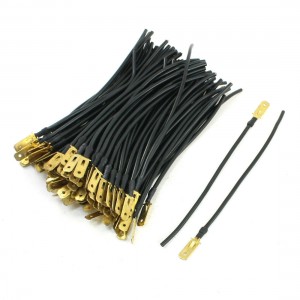 100 Pcs 6.3mm Black Male Spade Terminal Connector Wire 13.5cm Length