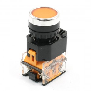 AC 380V 10A 1NO 1NC Latching Orange Round Button Pushbutton Switch