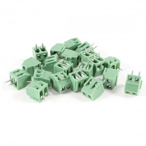 20 Pcs 300V 10A 2 Positions 3.5mm Pitch Pluggable Terminal Block Green