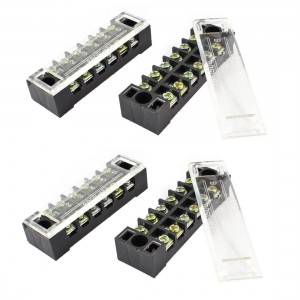 4 Pcs 15A Dual Row 6P Screw Connector Electric Barrier Terminal Block Strip