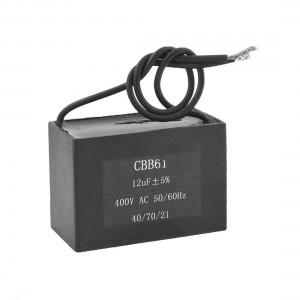 CBB61 AC 400V 12uF 5% Two Black Wire Motor Running Capacitor