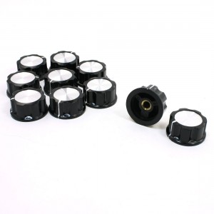 10pcs 30mm Top Dia Brass Tone Core White Mark Knobs Potentiometer Pot