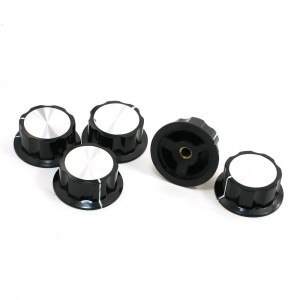 5pcs 35mm Top Dia Brass Tone Core White Mark Knobs Potentiometer Pot