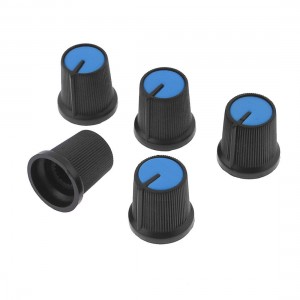 5 Pcs Black Knurled Grip 6mm Shaft Hole Dia Potentiometer Knob