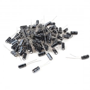 100 Pcs 100uF 25V -40+105C Radial Electrolytic Capacitors Black 4mmx11mm