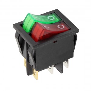 Red Grene Light 6Pins Double SPST On/Off Rocker Boat Switch AC 250V/15A 125V/20A