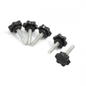 M6 x 25mm Star Cap Clamping Knob Grip 22mm Head Diameter 5 Pcs